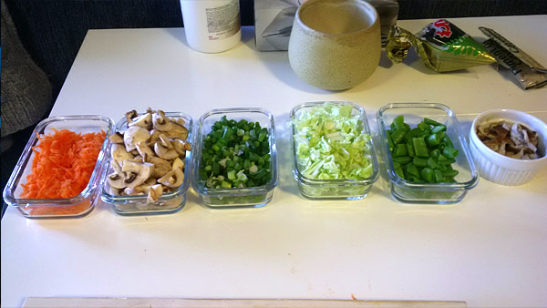 Chopped vegetables.