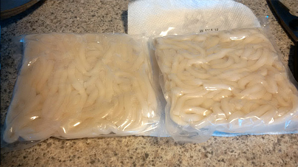 Udon noodles in package.