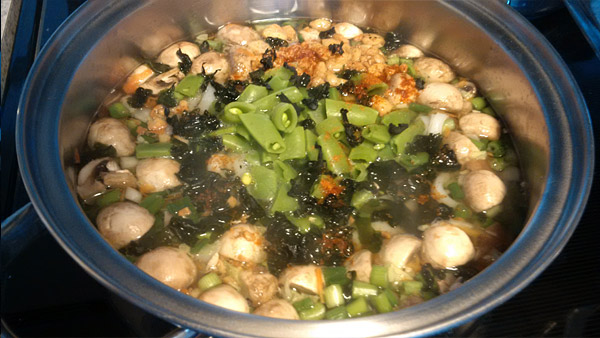 Miso soup in pot.